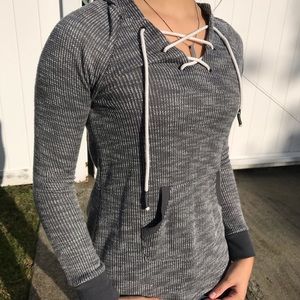 Tie string grey sweater
